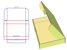 飞机盒,翻盖盒,快递包装盒设计,自锁式托盘盒
