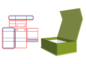 书形翻盖V槽,内盒灰板与裱纸是围边