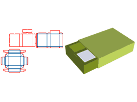 抽屉五面封,外盒V槽,内盒卡纸折叠,外盒边缘卡扣