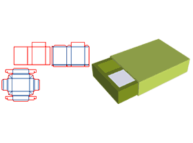 抽屉五面封,外盒V槽,内盒卡纸折叠,外盒边缘V槽