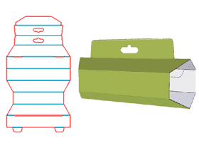 异形结构卡纸盒,带挂钩结构,展示包装,一纸成型,卡扣结构