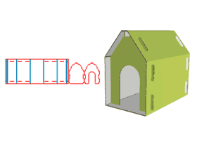 异形包装盒,房屋型包装盒,猫窝结构,瓦楞纸盒,玩具包装设计
